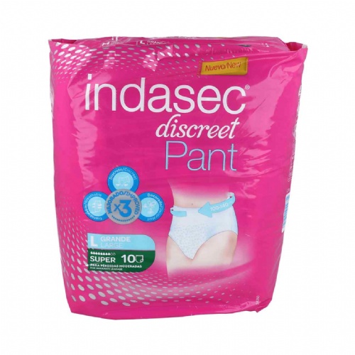 INDASEC PANT SUPER ABSORB INC ORINA DIA ANAT (T- L 10 ABSORB)