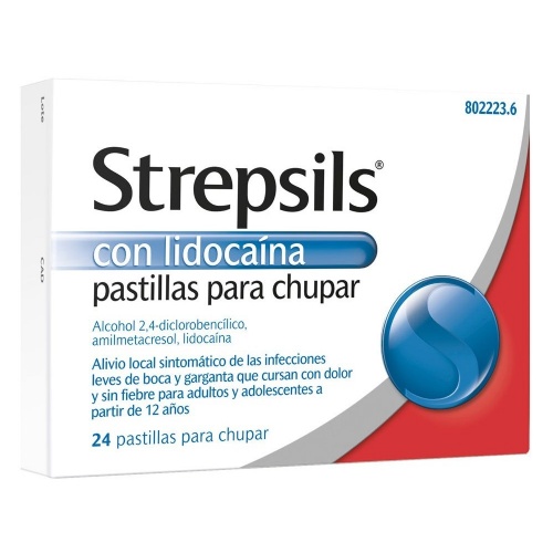 STREPSILS CON LIDOCAINA PASTILLAS PARA CHUPAR , 24 pastillas